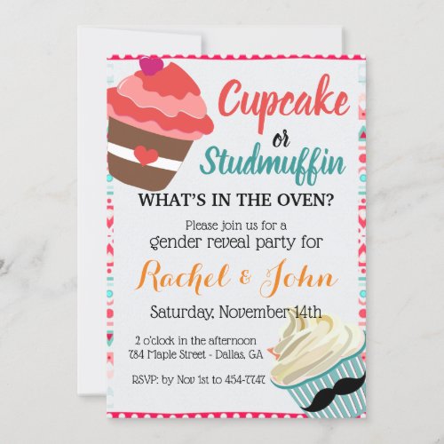 Cupcake Stud Muffin Cute Baby Shower Custom RSVP Invitation