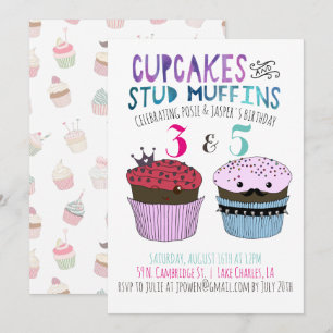 Cupcake & Stud Muffin Joint Party Invitation