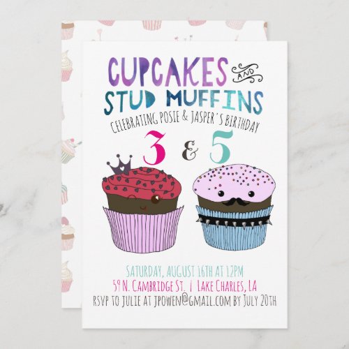 Cupcake  Stud Muffin Joint Party Invitation