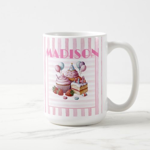 Cupcake sweet Birthday girl Watercolor Mug