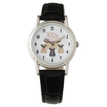 Cupcake Sweet Pug Dogs   Watch by bonfireanimals at Zazzle