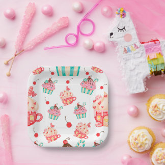cupcake sweets celebration party paper plates
