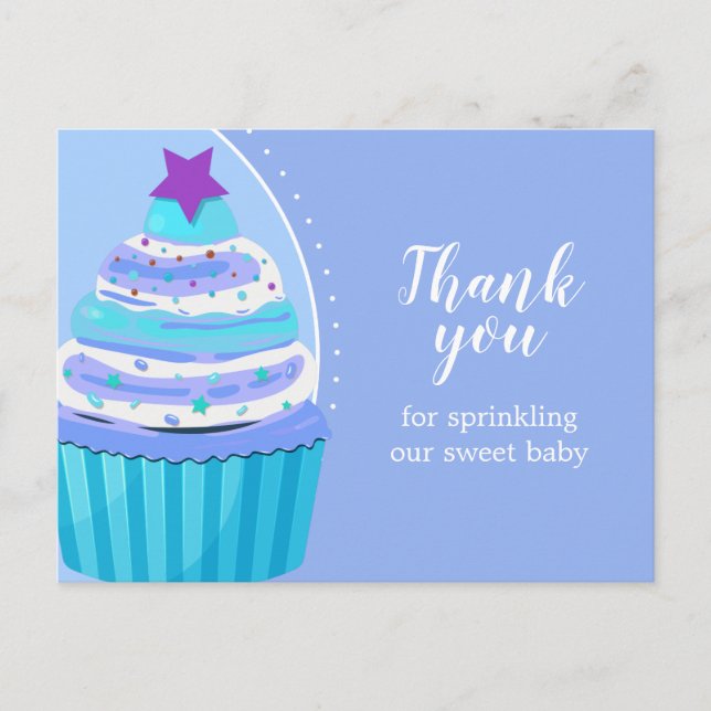 Cupcake Thank You Baby Sprinkle Baby Shower Postcard (Front)