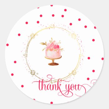 ★ Cupcake Thank You Classic Round Sticker by laurapapers at Zazzle