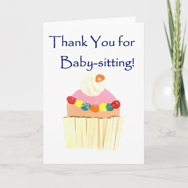 Cupcake 'Thank You for Babysitting' card (Front)