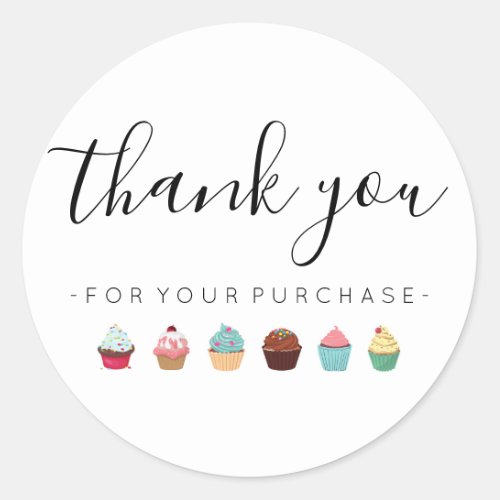 Cupcake Thank You for Your Purchase Classic Round Sticker