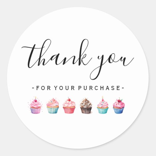 Cupcake Thank You for Your Purchase Classic Round Sticker