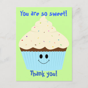 Cupcake Thank You Postcard (blue)