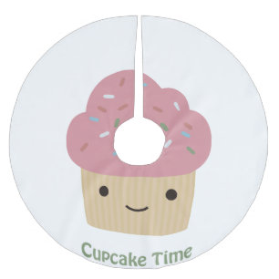 Cupcake Time! Cute Pink Cupcake Brushed Polyester Tree Skirt