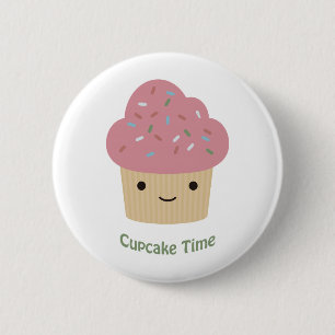 Cupcake Time! Cute Pink Cupcake Button
