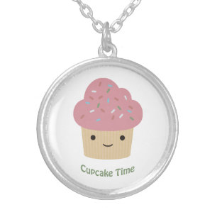 Cupcake Time! Cute Pink Cupcake Silver Plated Necklace