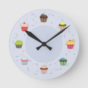 Cupcake Time Round Clock