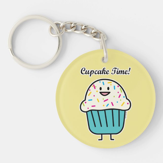 Cupcake Time with sprinkles sweet dessert fondant Keychain (Front)