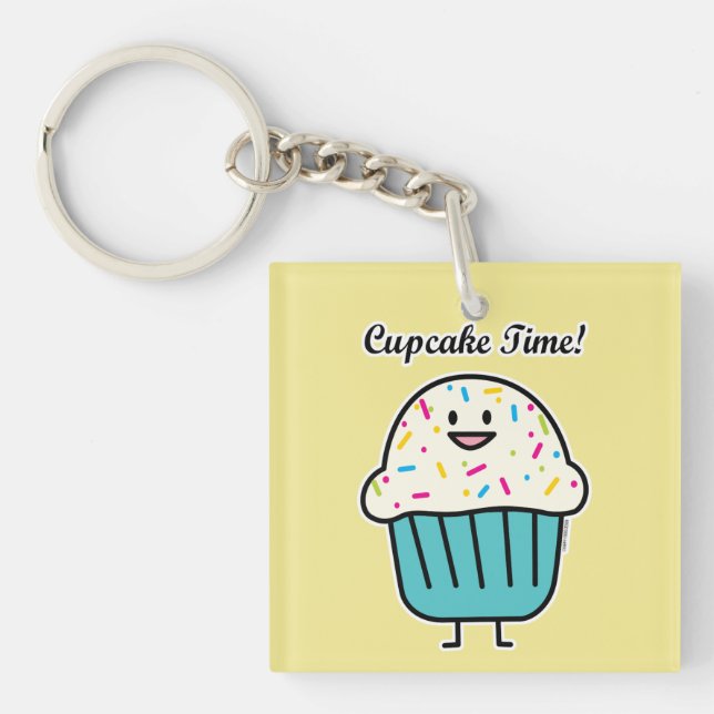Cupcake Time with sprinkles sweet dessert fondant Keychain (Front)