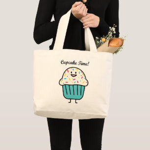 Cupcake Time with sprinkles sweet dessert fondant Large Tote Bag