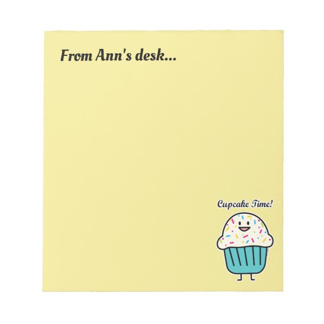 Cupcake Time with sprinkles sweet dessert fondant Notepad (Front)