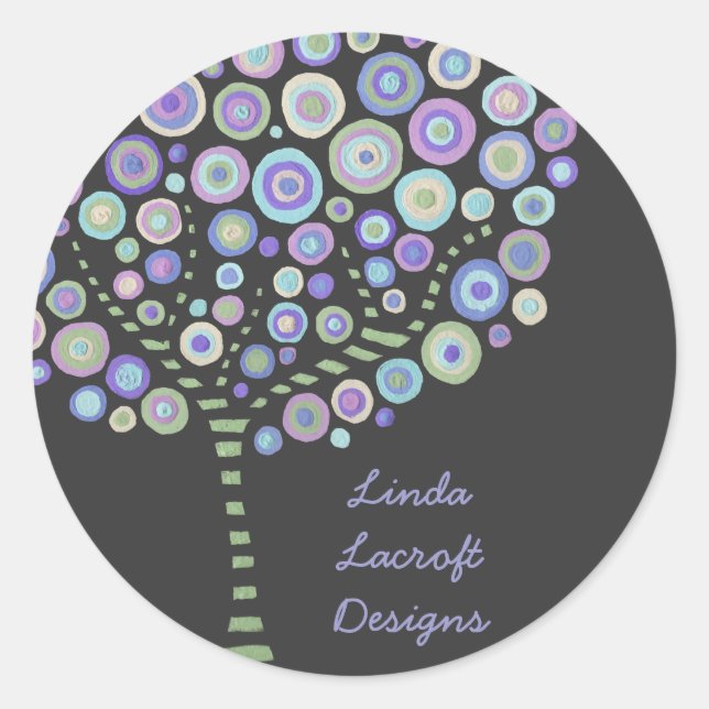 Cupcake Toppers Blue Retro Circle Tree Stickers (Front)