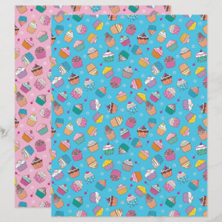 Cupcake toss print craft paper, two color ways