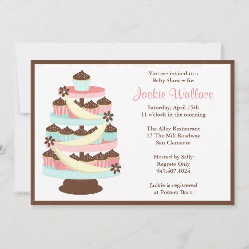 Cupcake Tower Baby Shower Invitation