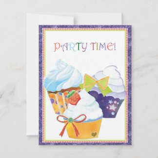 Cupcake Trio Whimsical Birthday Party Invitation
