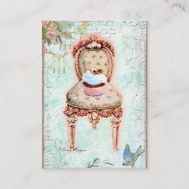Cupcake Victorian Chair Business Cards (Front)