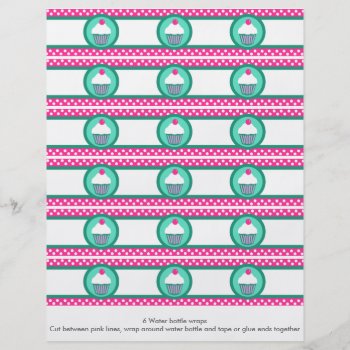 Cupcake Water Bottle Wrap Labels Flyer by ComicDaisy at Zazzle