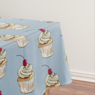 Cupcake Watercolor Illustration Pattern Tablecloth