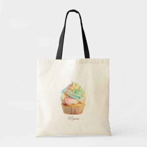 Cupcake watercolor tote bag