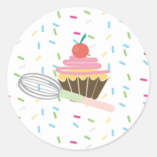 Cupcake Whisk Logo Sprinkles Reward Classic Round Sticker