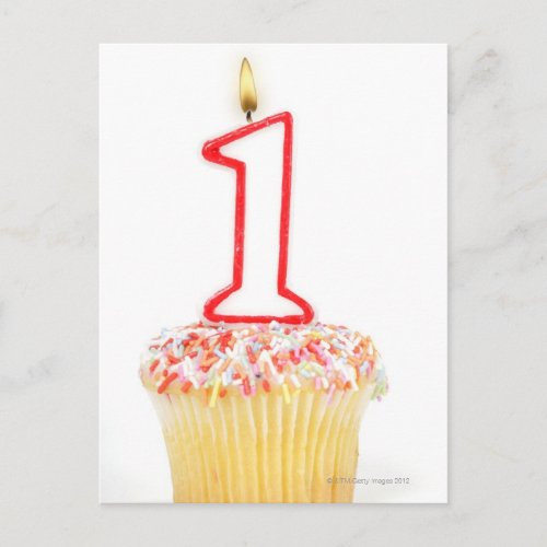Cupcake with a numbered birthday candle 10 postcard
