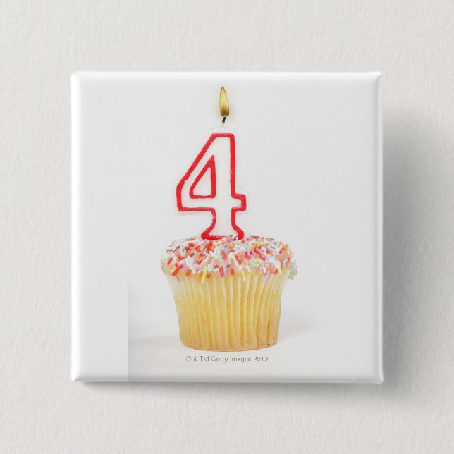 Cupcake with a numbered birthday candle 2 button (Front)