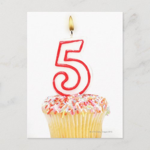 Cupcake with a numbered birthday candle 8 postcard