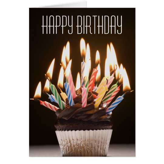 Cupcake with Birthday Candles Birthday Card