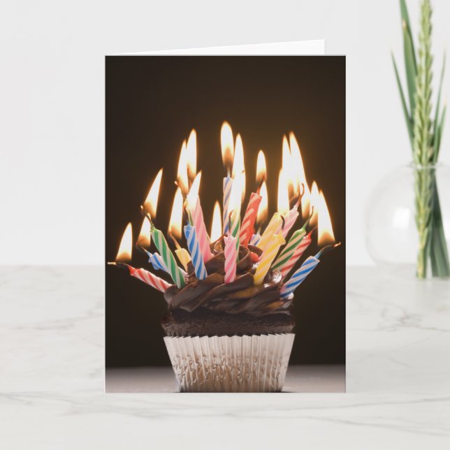 Cupcake with birthday candles card (Front)