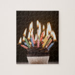Cupcake with birthday candles jigsaw puzzle<br><div class="desc">Asset ID: 72884794 / Rubberball/Mike Kemp / Cupcake with birthday candles</div>