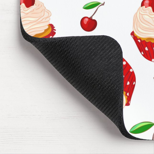 Cupcake With Cherries Pattern Mouse Pad (Corner)