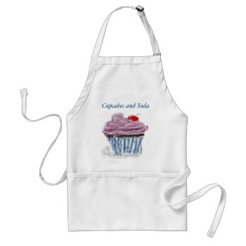 Cupcake With Cherry Adult Apron by sonyadanielle at Zazzle