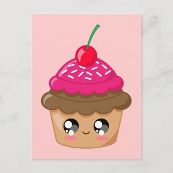 Cupcake With Cherry And Sprinkles Postcard by nani_nani at Zazzle