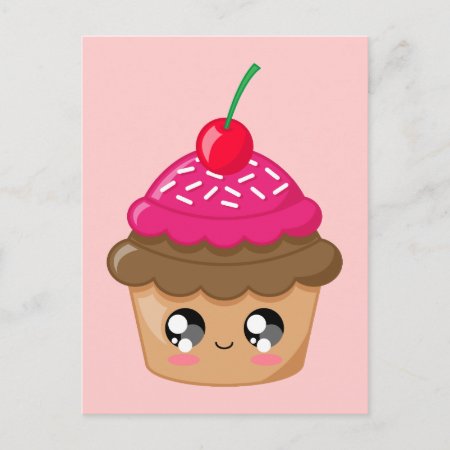 Cupcake With Cherry And Sprinkles Postcard
