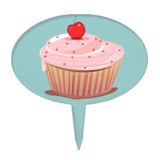 Cupcake with Cherry on Top Cake Toppers