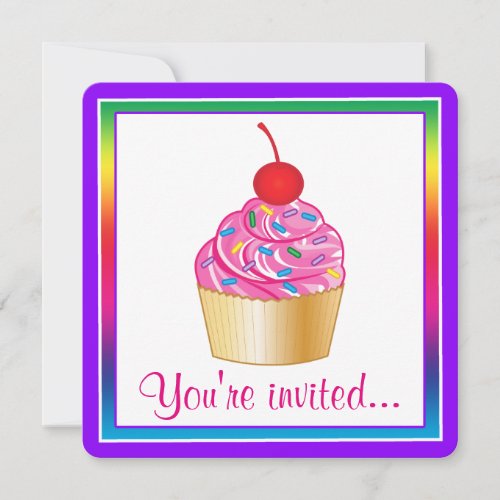 Cupcake with Cherry on Top Invitation