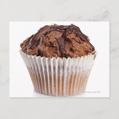 Cupcake with chocolate icing postcard