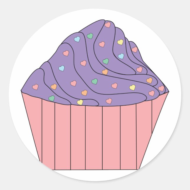 Cupcake with Heart Sprinkles Sticker (Front)