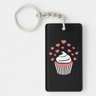 Cupcake with hearts keychain