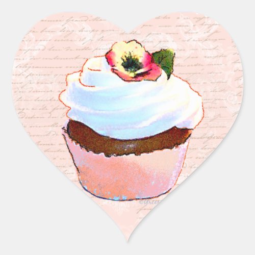 Cupcake with Pansy Art Design Stickers
