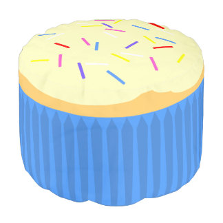 Cupcake with Sprinkles 2 (blue) Pouf