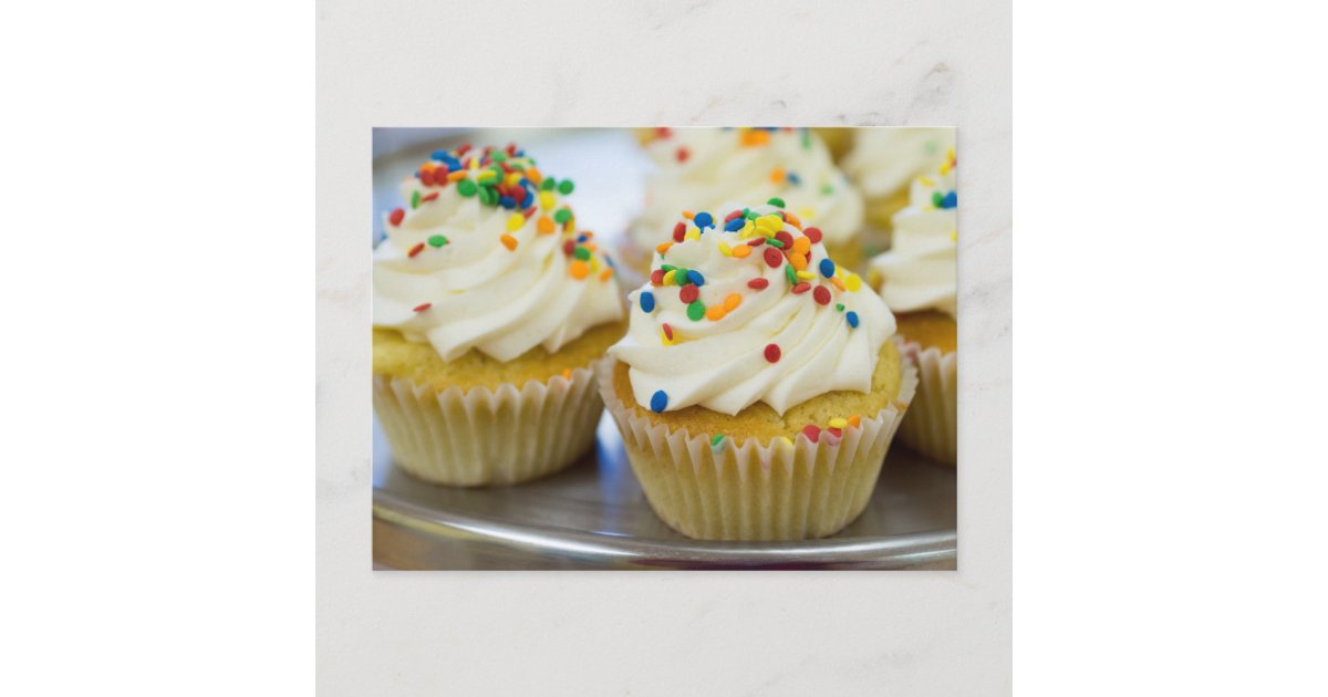 Cupcake with sprinkles postcard | Zazzle