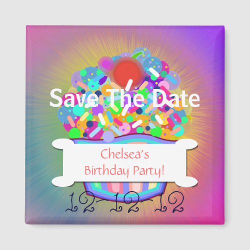 Cupcake With Sprinkles Save The Date Magnet