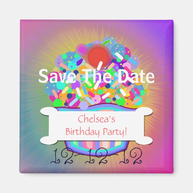 Cupcake With Sprinkles Save The Date Magnet (Front)