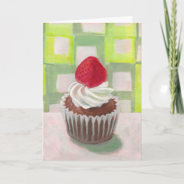 Cupcake with Strawberry  Card (Front)